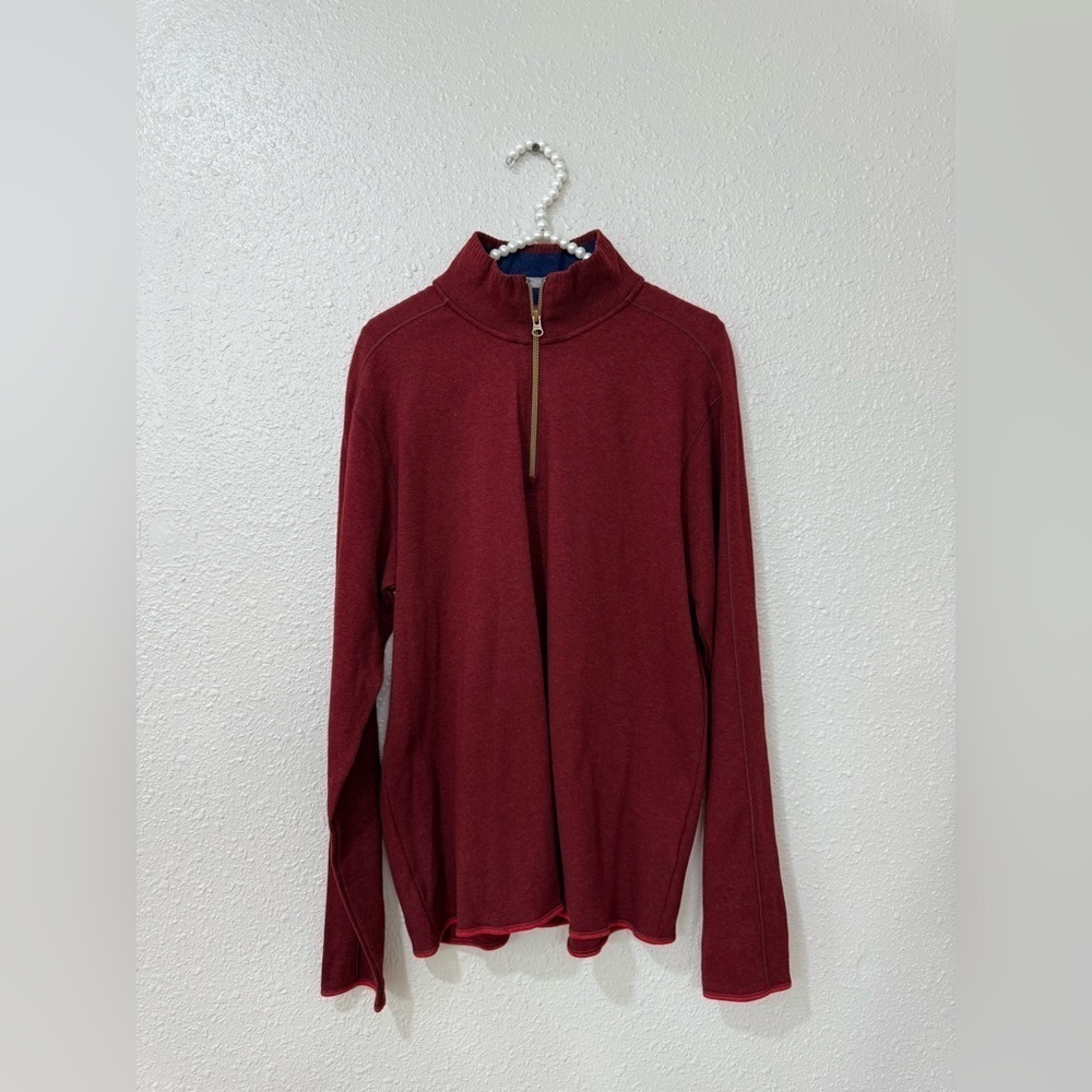 Robert Graham 1/4 Zip Pullover Men's  Large Maroon Classic Fit Cotton  NWT